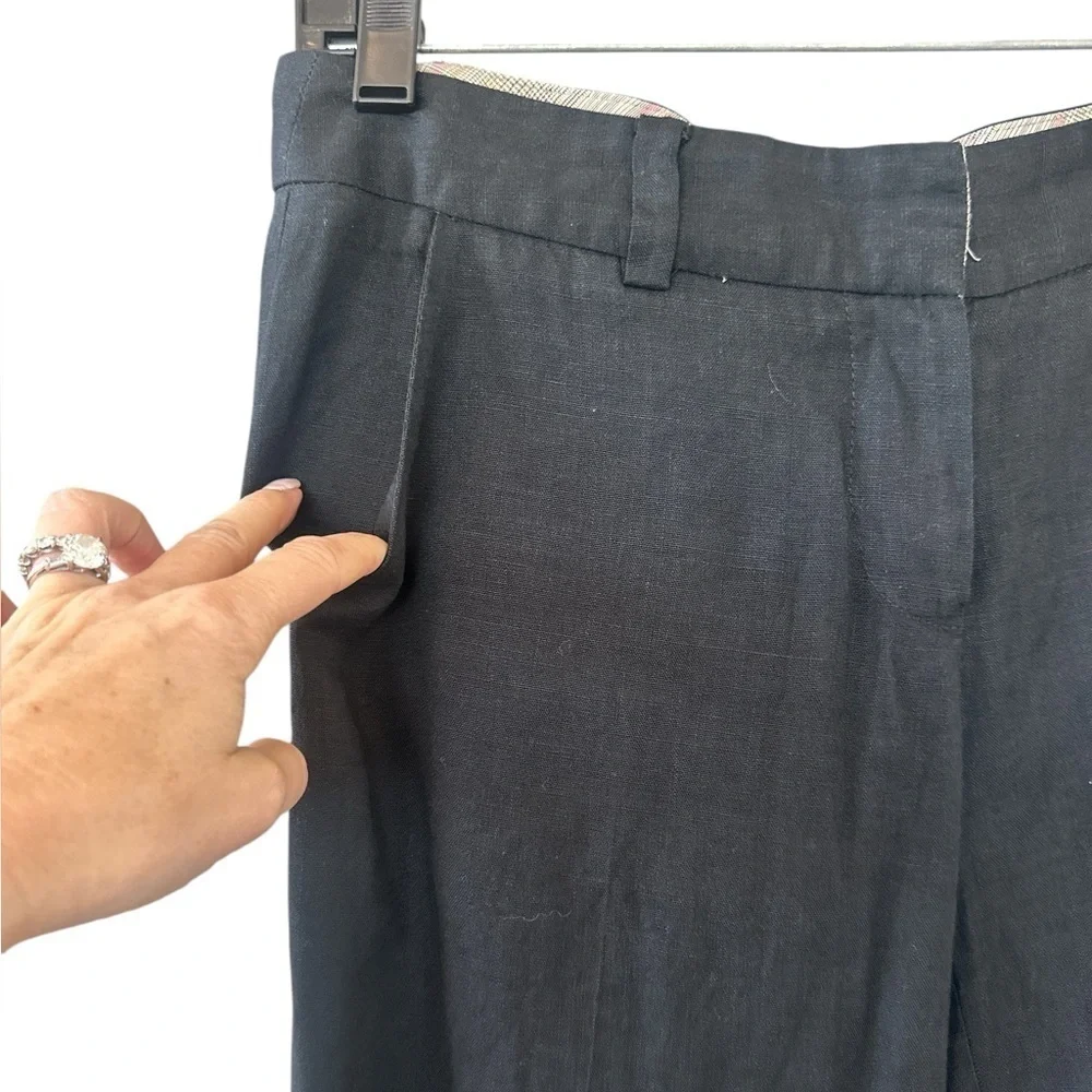 Tory Burch Wide Leg Black Linen Pants